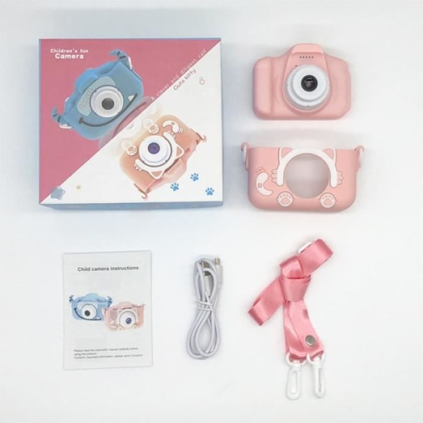 Liten kamera Mini digitalkamera för barn Leksakspresenter Rosa 2,0 tums skärm med uppladdningsbart 1080P 32GB TF-kort