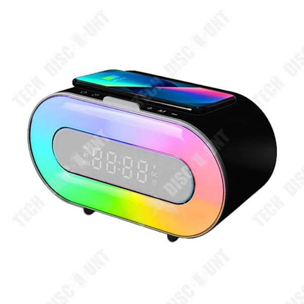 TD® Bluetooth-högtalare Kontrabas Bländande Colorful Atmosphere Light Trådlös laddare Mobilhållare Allt-i-ett