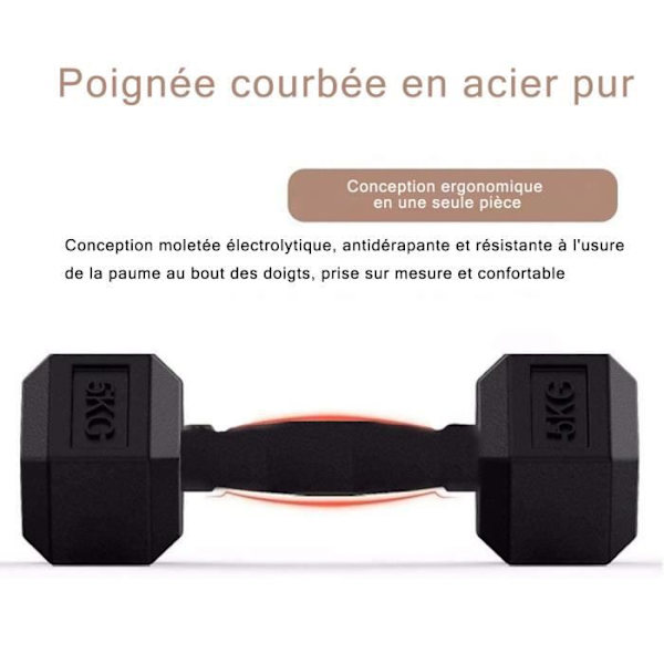TD® 2st 5 kg Hex Hantel Hantel Armtränare för män Hem Fitness Utrustning Tyngdlyftning