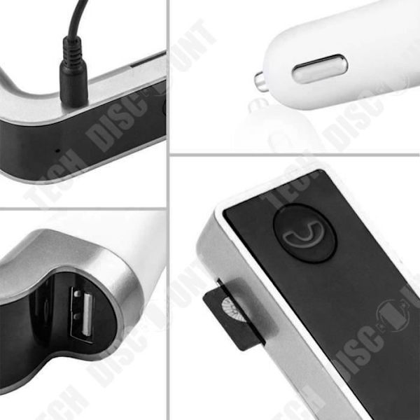 TD® Auton FM-lähetin - Monitoiminen Bluetooth-autosarja Handsfree Radio MP3-soitin USB-laturilla Hopea