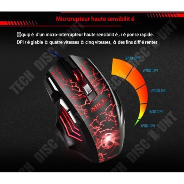 Spilmus - TD® - Kablet - 3200 dpi - 7 knapper - Ergonomisk med RGB lys