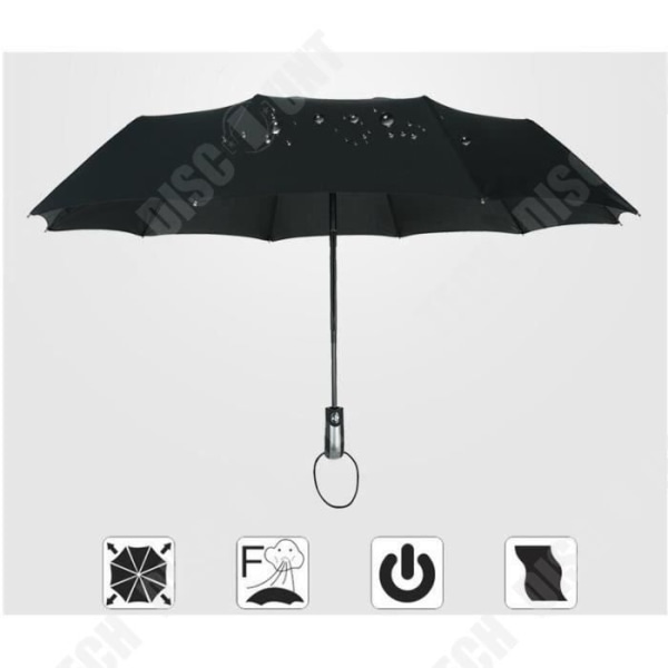 TD® Paraply diskret sort elegant regn UV beskyttelse polyesterstof automatisk høj kvalitet daglig tilbehør bagage regn