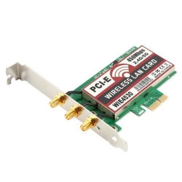 Adapter til trådløst Wi-Fi PCI-E Express 450Mbps med 3 stk. LAN-antenner til Windows 7-8-10-XP AC990