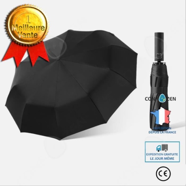 CONFO® Ten bones, 30% rabatt, helautomatisk parasoll svart plastparasoll