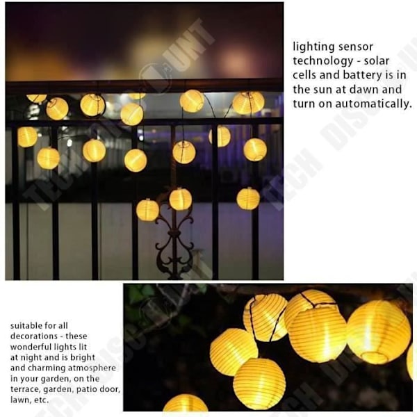 TD® Solcelle LED Lys Guirlande Udendørs 80 Lanterner Varme Hvid Udendørs Have Terrasse Bryllup Fest Dekorative Lys
