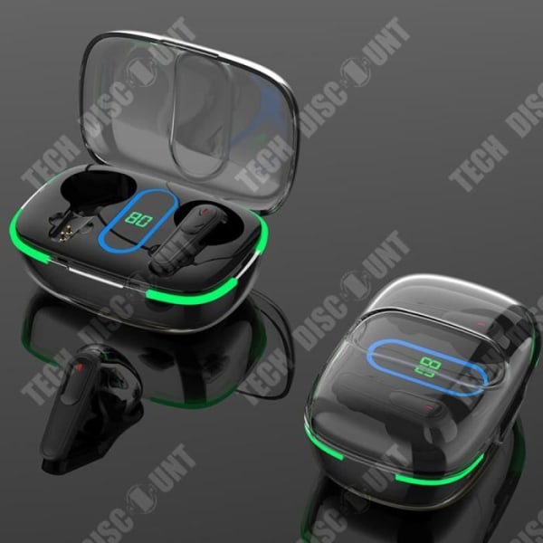 TD® trådlösa Bluetooth-hörlurar Bluetooth 5.3 Transparent fack Kompakt Smart Digital Display Dual-Motion hörlur