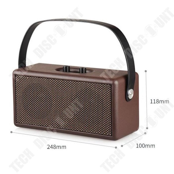 Bluetooth-högtalare - TD - Retro - Trä och läder - 16W - Batteritid 8 timmar Brun