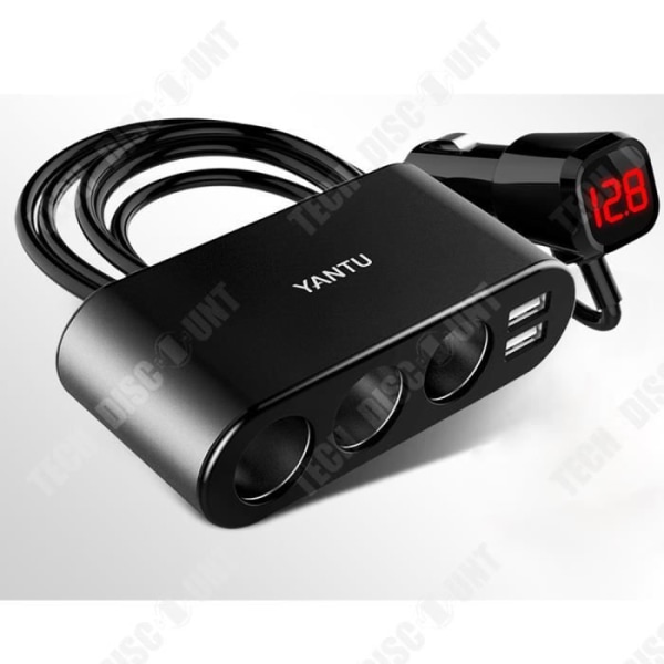 TD® Cigarettändare En för tre Multifunktions elektronisk dubbel USB-metall, digital display billaddare
