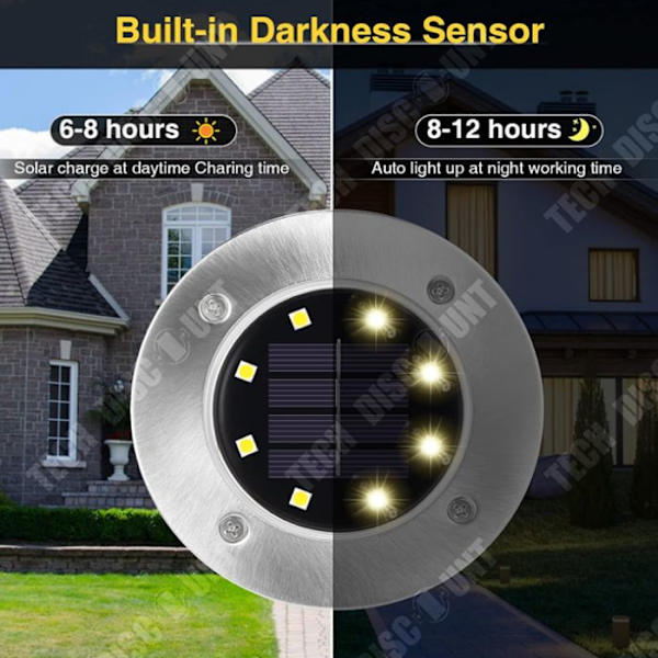 TD® Udesolarlamper 8 stk Pakke med 8 lys Varm LED Havebelysning Energisparende Nedgravningsspotlight Vandtæt Solarlampe