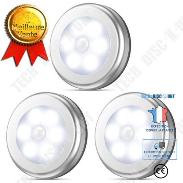TD® ORIA® Bevægelsessensor Lampe, Automatisk Natlys, Skabslampe, Trappelys, Skabslygte, Nattelys, 3 STK