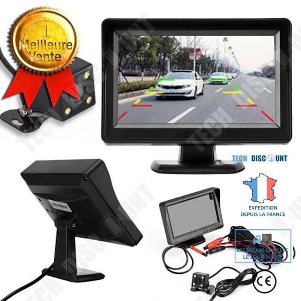 Backkamera för Bil TD® 480P 4.3 TFT LCD bilskärm + nattseende backup bakre kamera parkering kit