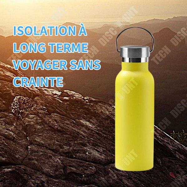 TD Isolerad vattenflaska 600ml vattenflaska i rostfritt stål BPA-fri vakuumisolering för sportresor skolkontor hem