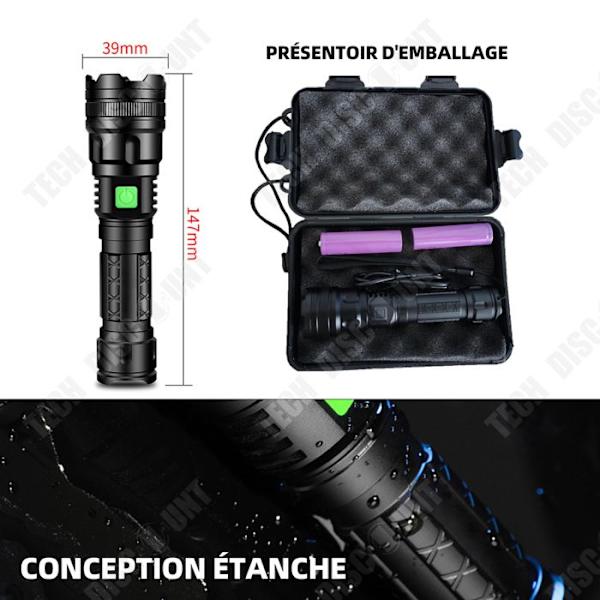 TD Genopladelig LED lommelygte ultra kraftig zoombar lommelygte til børn camping vandreture nødsituation lygte 2 batterier 3.7