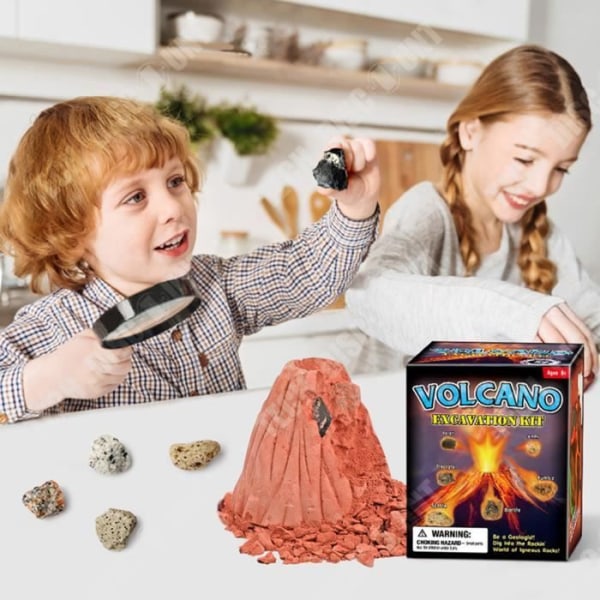 TD® Barn gräver leksak vulkanutbrott sten DIY-pussel arkeologisk vulkanmodell gipsleksak