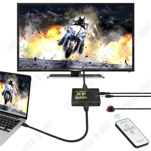 TD® HDMI-switch med 5 ingångar 4K, HDMI-adapter för TV, konsoler eller DVD, fjärrkontroll för att växla mellan enheterna.