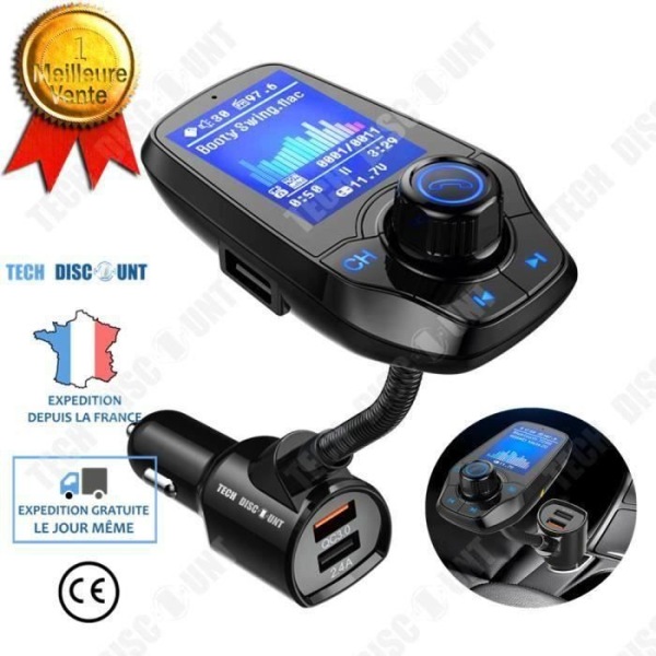 Bil Bluetooth FM-sändare Handsfree MP3 T26D- Storskärm Färg QC3.0 Snabbladdning FM-MP3 Radio COSwk34327