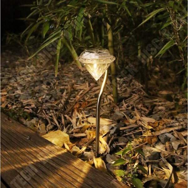 TD® 4 stk LED Solcellelampe Diamant Farveskiftende Lys Dekoration Have Lampe Udendørs Ny 30cm