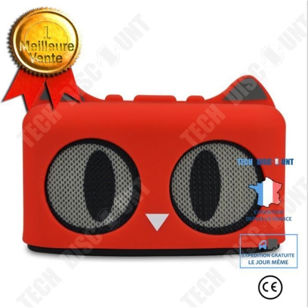 TD® Cartoon Cat Shaped Bluetooth-högtalare Söt Cat Style-högtalare Röd