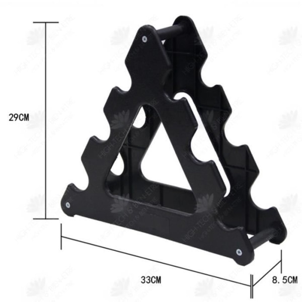 Stativ til håndvægte - HTBE® - Rack med 3 niveauer - Kapacitet 30 kg - Farve Sort - Kompakt design Svart