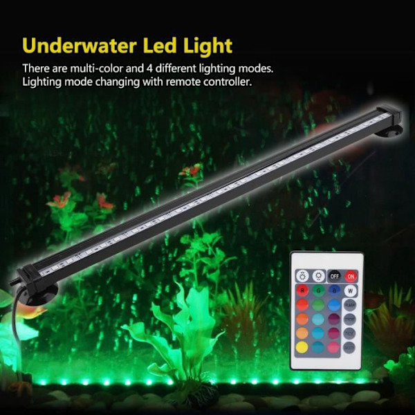 100-240V LED-valo akvaariolle - Kauko-ohjattava värinvaihtovalaisin - Merivesimäinen kuplavalo - 46cm - EU