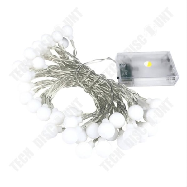 TD® Warm White Frosted Small Ball Batteri LED String Lights - 40 bollar - Varmvitt - 6m