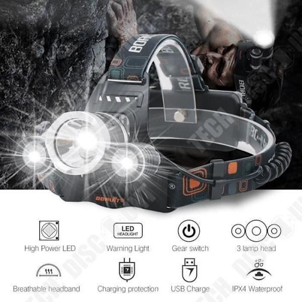 TD® Hovedlampe LED-pærer med 3 pærer - Batterier og USB-kabel - Super lysstærk og holdbar