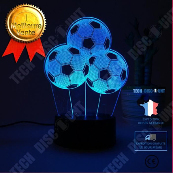 TD® 3D Lampe Illusion Optisk Led Natlampe 3D Led Natlampe Bold Fodbold Lampe 7 Farvet Gradient Berøringsfølsom Kreativ