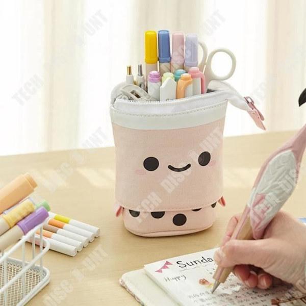 TD® Drop-down pennväska vågpunkt mjölkte söt smiley multifunktion pennhållare brevpapper förvaring infällbar pennväska