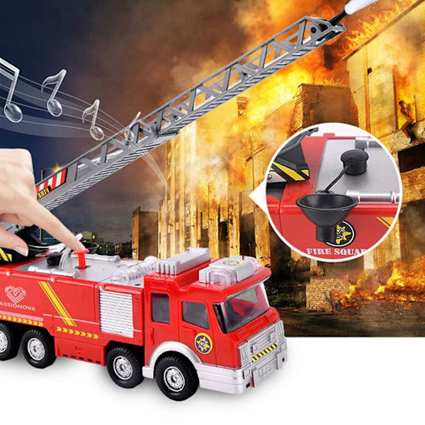 TD® Electric Toys Universal bilset för barn, Ljusande vattenjetbrandbilsmodell, barnleksaker