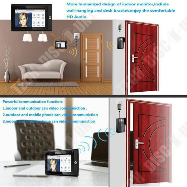 Langaton Videopuhelin - TD - 7" WiFi - RFID - Yökuvaus - Hälytysjärjestelmä