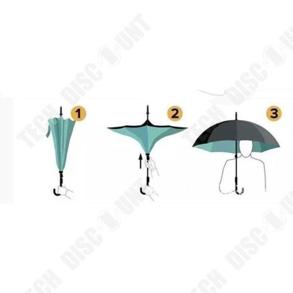 TD® Creative omvänd C-typ paraply, handsfree, dubbelcanvas paraply och anti-vind speciellt bekvämt för bilen