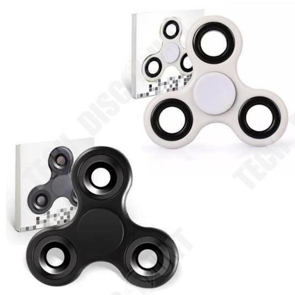 TD® Lot 2 Fidget Hand Spinner - Kolmion muotoinen lelu aikuisille ja lapsille - Sormen lelu - Rentoutuminen - Stressiä vähentävä - MUSTA - VALKOINEN