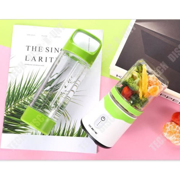 Mini smoothie blender til baby, håndmixers med 500ml drikkeflaske, genopladelig USB elektrisk hakkemaskine bærbar.