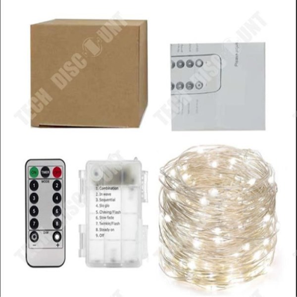 TD® Sæt af 3 Lyskæder LED 5m 50 LEDs, Varm Hvid, til Værelse, Jul, Bryllup, Fest, Hus, Have.