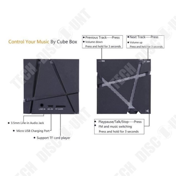TD® Magic Cube Bluetooth Kaiutin Sisäänrakennetulla Mikrofonilla, FM-radio, Stereo Subwoofer, Kuutionmuotoinen Kaiutin, Hands-Free Mikrofon.