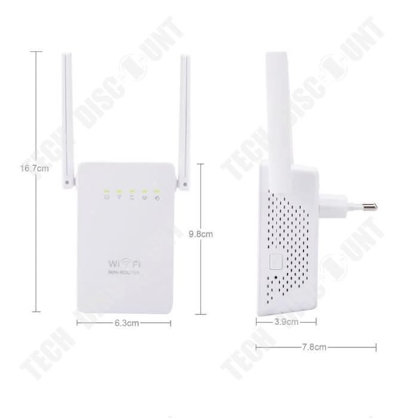 TD® Netværksforstærker 300M trådløs forstærker af WiFi-signal med dobbelt antenne