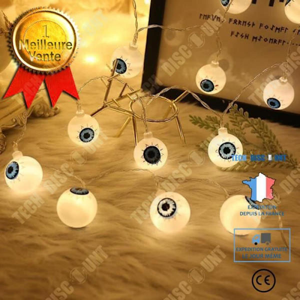 TD® LED Halloween Ghost Festival String Lights - Dubbelsidiga Ghost Eyes - 3 meter 20 ljus