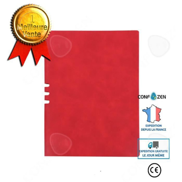 CONFO® A5 Notatbog i Lammeskind med Penindsats, Erhvervsnotebook, Studenterblok, Journal, Skoleartikler, Cover Ro