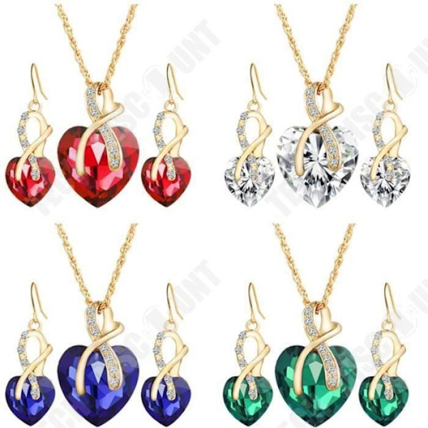 Smyckeset - Kvinna - Hjärthänge - Zirkon - Rhinestone - Chict och sofistikerat Vit