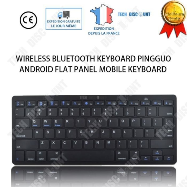 TD® Tyst trådlöst tangentbord Bluethoot QWERTY Ultratunn Ergonomisk dator Windows IOS Iphone Ipad Vattentät Svart Trendig