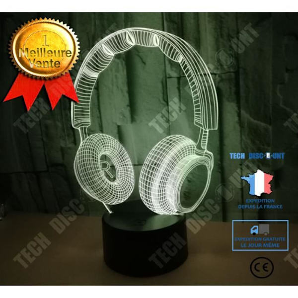 TD® LED Lamppu Korvakuulokemallinen Valaisin Illusio 3D Väri vaihtuva 7 Väriä Kosketus - Yonis Musta