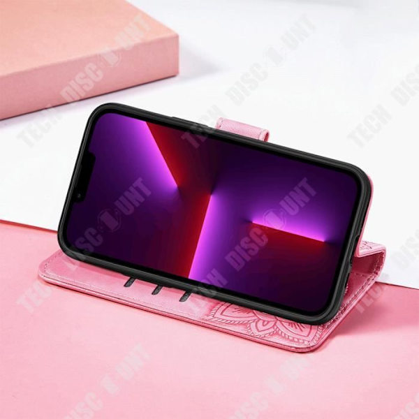 TD® lädertelefonfodral för iPhone 14 Butterfly-präglad design Flera korthållare Fallbeständig