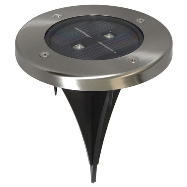 Solar markspotlight - Rund - 2 LED - RANEX Grå och svart