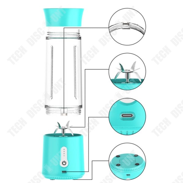 TD® Bärbar Juice Extractor Liten hushålls Elektrisk Juice Extraktor Multifunktionell trådlös laddning Juice Extractor