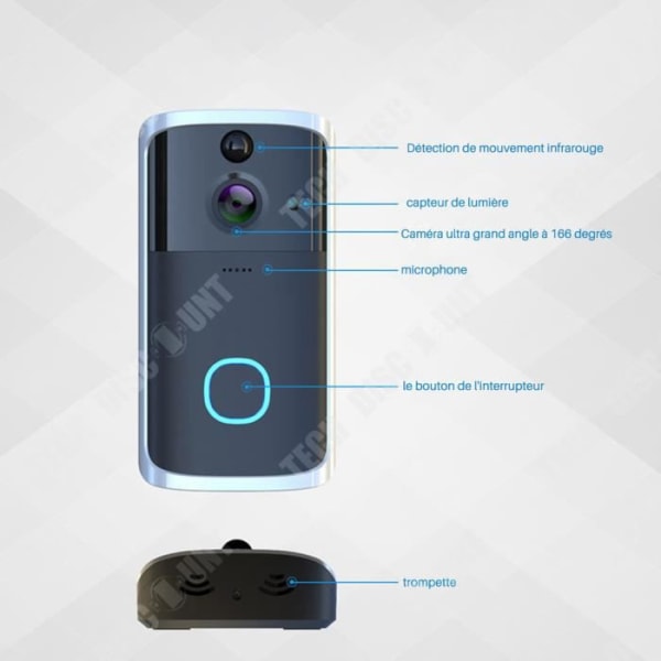 TD® trådlös videodörrklocka Fjärrkontroll Villaskärm Röstintercom Smart WiFi HD Night Vision Infraröd avkänning