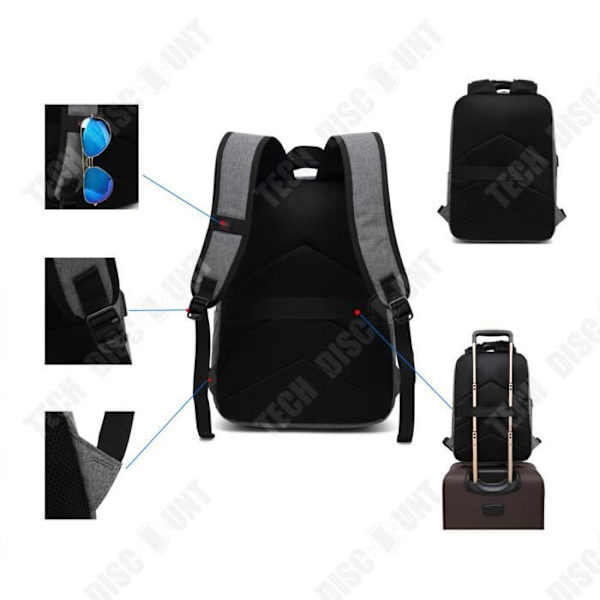 TD® XQXA Miesten Vesitiivis Antivarkaus Kannettavan Tietokoneen Reppu USB Latausportilla 15,6" Kannettavan Tietokoneen Reppu