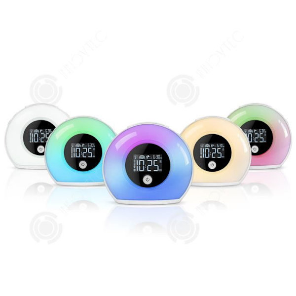 INN® Valoherätys Bluetooth-kaiuttimilla, lasten herätysvalo LCD-näytöllä, 5 väriä, induktiovalmis valo lapsille, juhliin