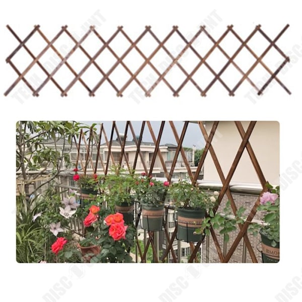 TD Trädgårdsspaljé i naturträ 65x26cm utomhus klätterväxt utomhus utdragbar trädgårdsdekoration för vinstockar och blommor