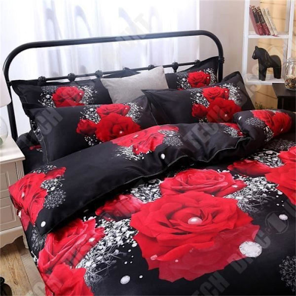 TD® Dyne tæppe Rød romantisk 3D mønster mikrofiber seng stor størrelse trendy til par syntetisk mikrofiber