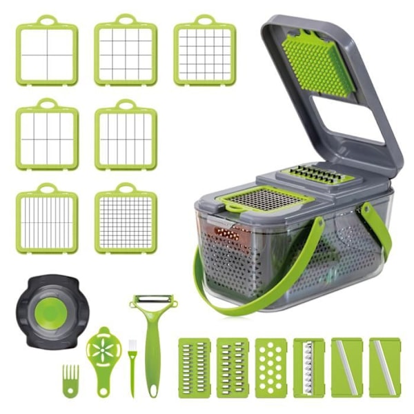 Köksmandolin - TD® - 9 i 1 - Multifunktionell - Inbyggt handtag - 22 tillbehör
